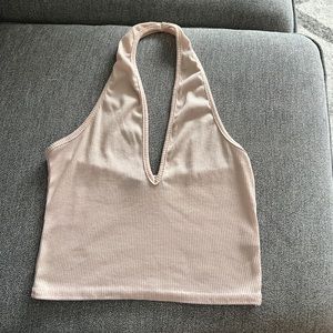 Pink cropped halter top